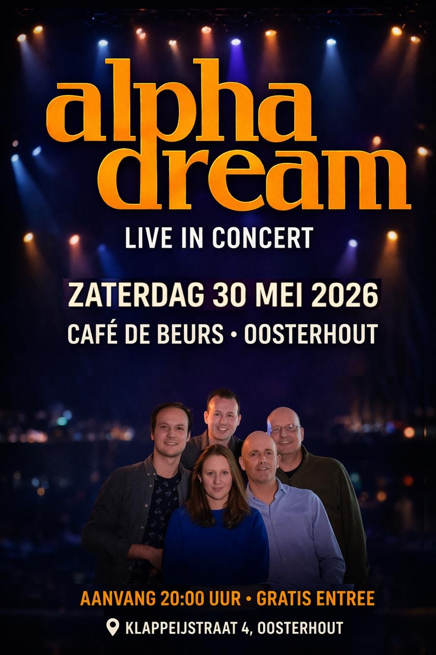 Optreden Alphadream 30 mei 2026 19:30 Gratis Entree